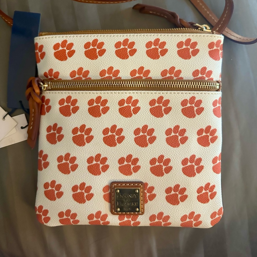 Dooney & Bourke Orange and White Crossbody Bag with Adjustable Strap